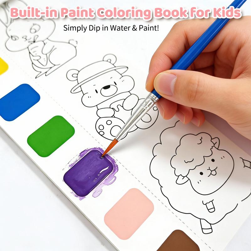 12pages Children's Watercolor Coloring Book Drawing Toys With Built-in Watercolor Pen For Birthday Christmas Boys Girls Gifts