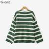 ZANZEA Women O-neck Long Sleeve Striped Knitted Pullover Sweaters Knitwear Jumpers
