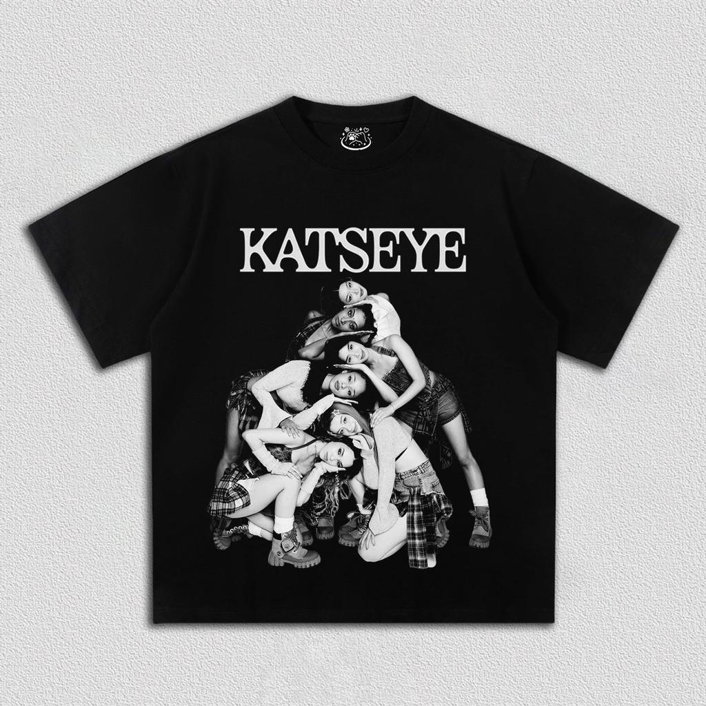 T-shirt Graphique Katseye Groupe de Filles Kpop Coréen Hommes Femmes Oversize Y2k Coton Haute Qualité Ample T-shirt Harajuku Vêtements Masculins