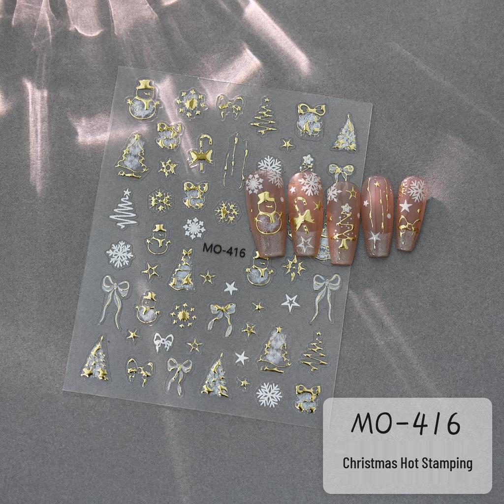 Gold Foil Christmas Snowflake Nail Stickers: 3D Embossed Self-Adhesive Nail Art Decorations