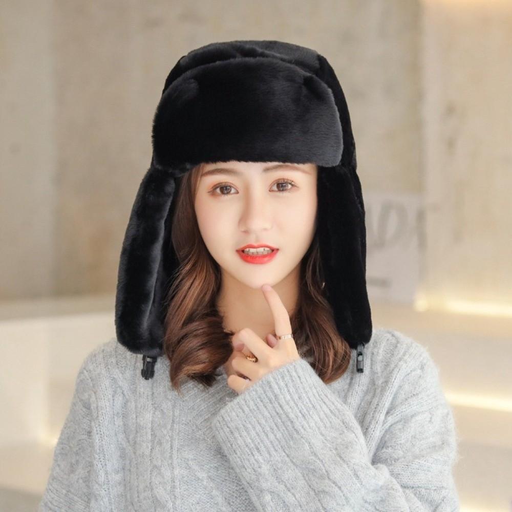 Windproof Hooded Hat Thickened Ear Protecting Cap Cute Warm Hat  Women