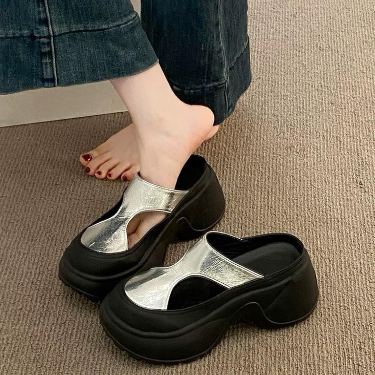 Summer High Thick Bottom Summer Shoe Casual Height Increase Party Modern Versatile Platform Women Sandals Baotou Slippers