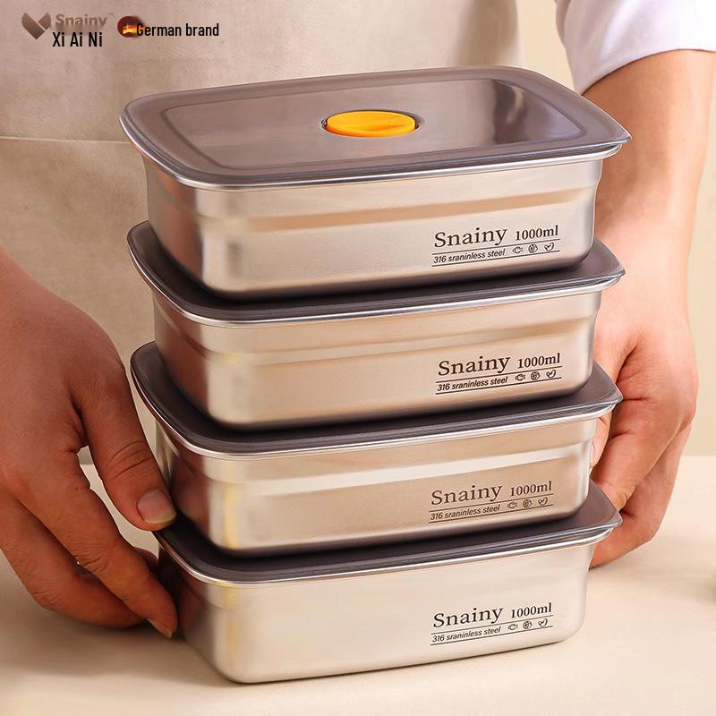 Stainless Steel Food Grade Refrigerator Bento Box with Lid - Sealed, Freezer-Safe Fresh Keeping Box