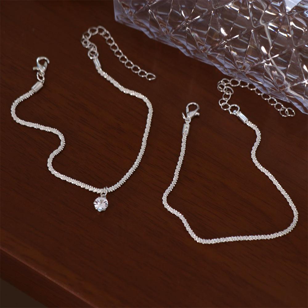 Light Luxury Double Layered Ankle Chain Thin Friendship Bracelet Wristbands Crystal Anklet Gifts
