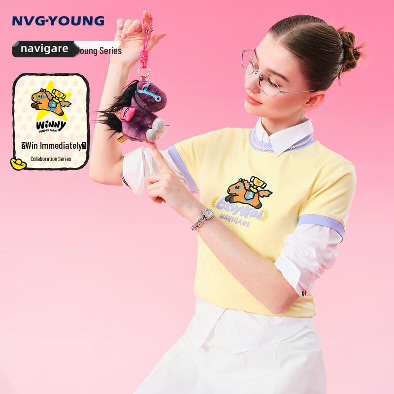 NVG·YOUNG x POPSUNDAY Women s Color Block Round Neck T-Shirt XL