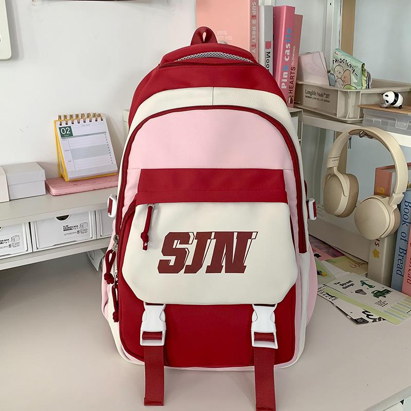 Children's Schoolbags Elementary School Students  Junior High School Students Contrasting Color Large Capacity Backpack
