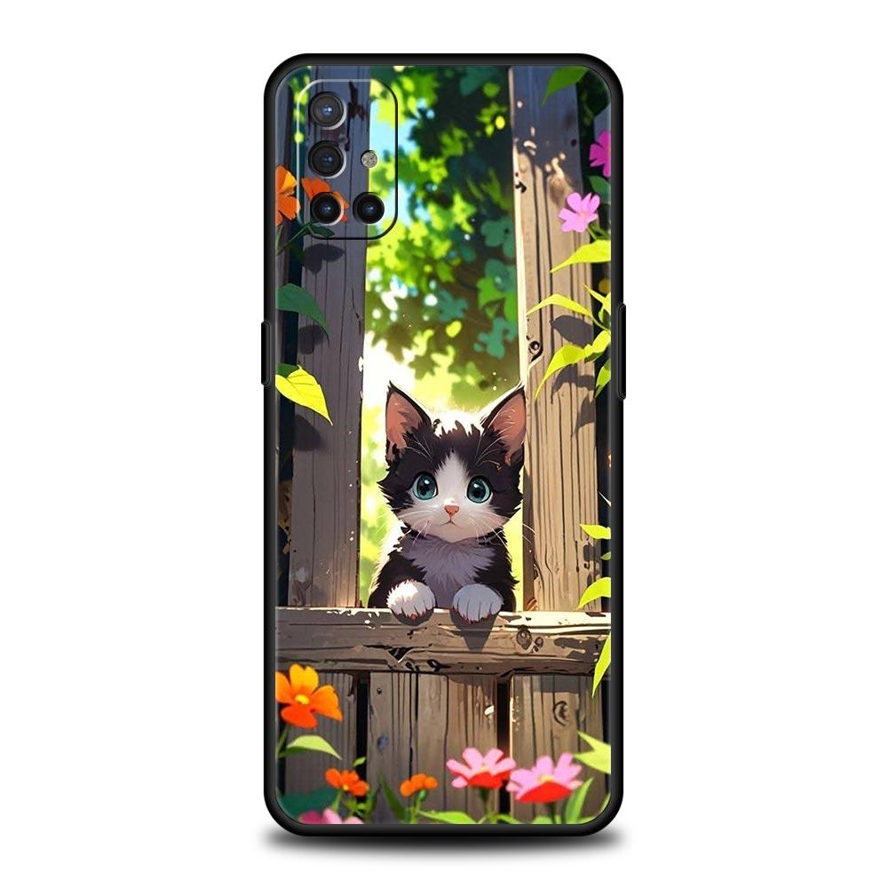 Cute Cartoon Cat Phone Case For OnePlus 13 12 11 10 9 8 7T Pro 13R 12R 10R 9RT 8T Nord N200 N30 2T CE 2 3 5G Lite Soft Cover