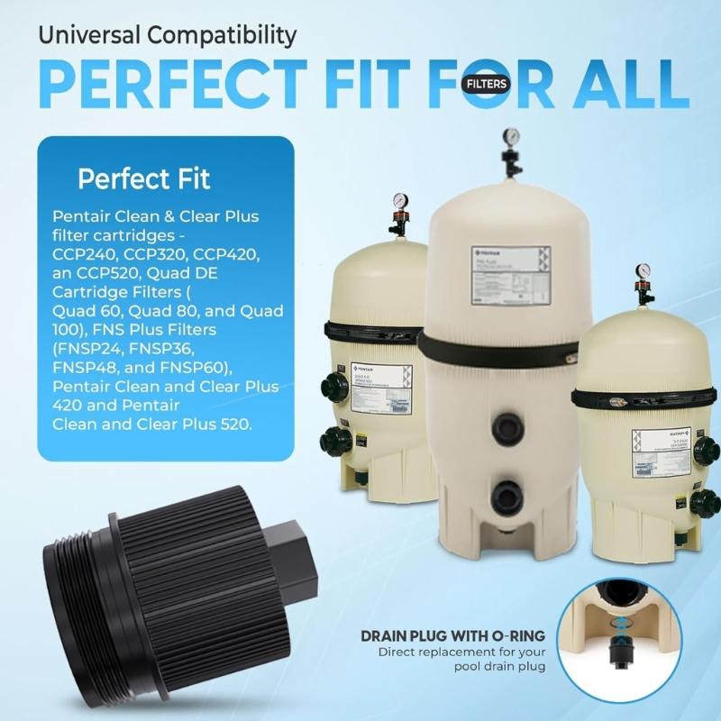 Filter Drain Plug with O Rings 190030 Drain Plug Caps Assembly Drain Caps Heavy Duty Pool Replacement Parts Enduring