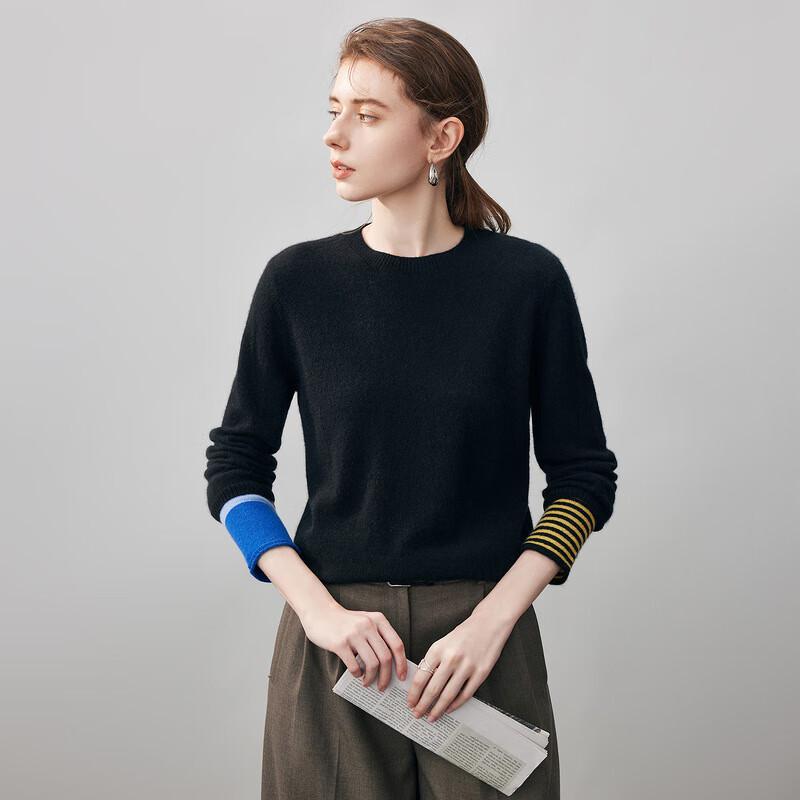 Komon Boca Women's 2025 A/W Colorblock Cashmere Round Neck Sweater