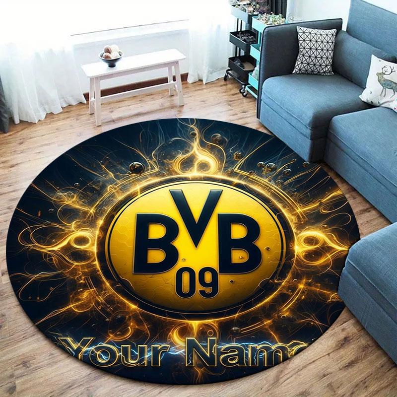 Borussia Custom Name Round Area Rug,Carpet Rug for Living Room Bedroom Sofa Playroom Decor,Non-slip Floor Mat