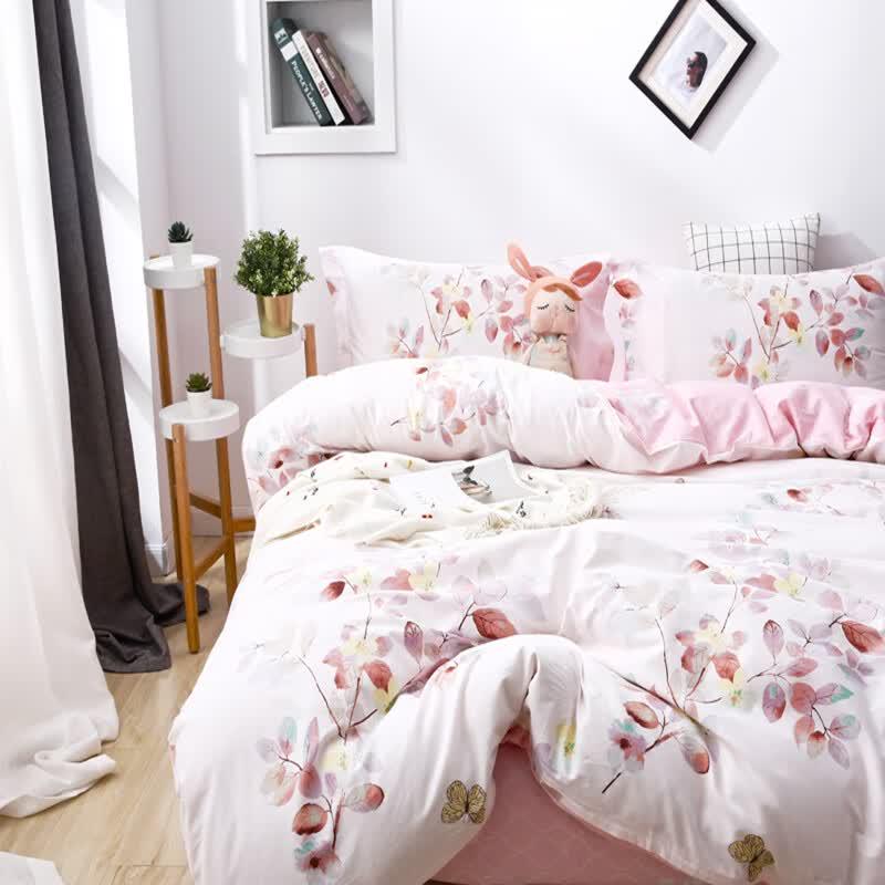 100% Cotton Simple Style 4-Piece Bedding Set for 1.8m Bed