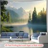 Mountain Forest Tapestry Polyester Pine Misty Lake Snow Peaks Wall Hanging Multi-Size Home Decor Aesthetic