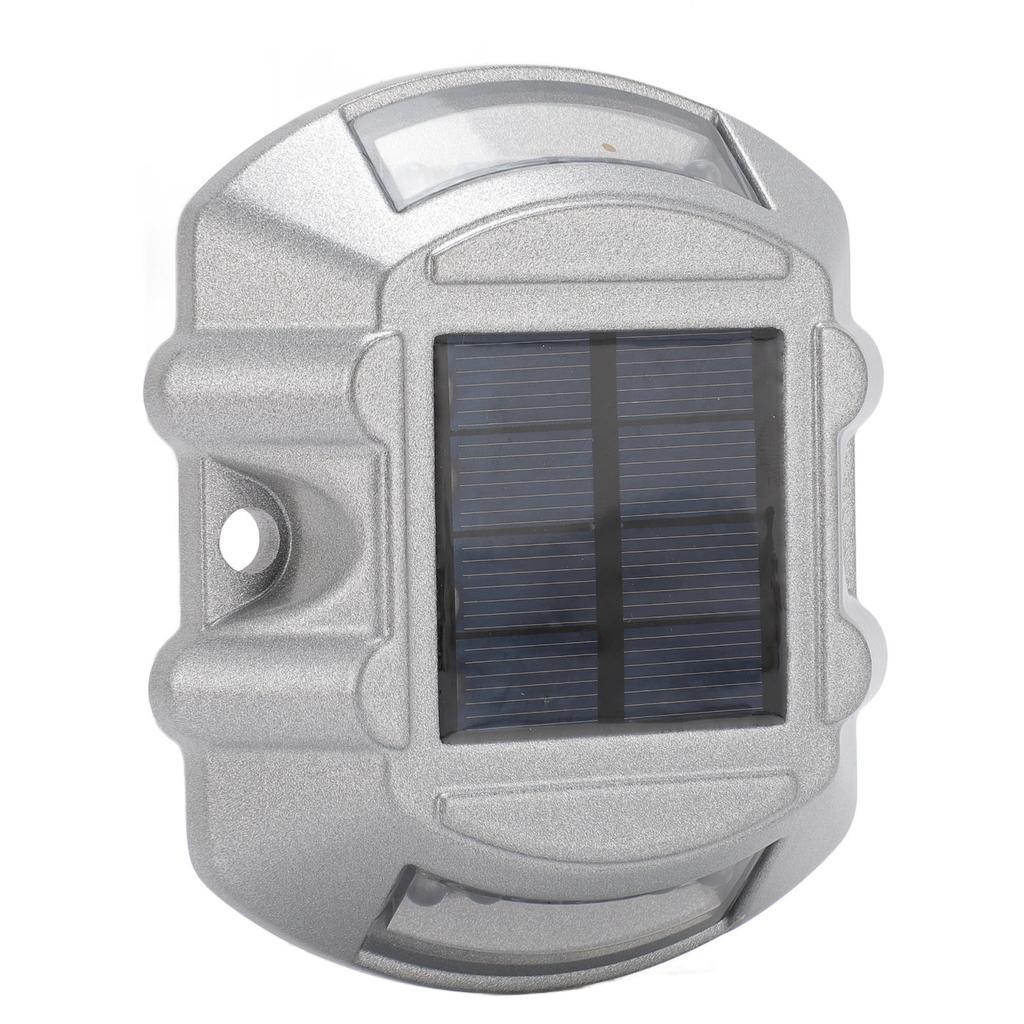 Borne Solaire de Route Lumière Alliage d'Aluminium Alimentée à l'Énergie Solaire Extérieur Étanche Marqueurs de Route 6V 1.8W pour Marche Trottoir Escalier