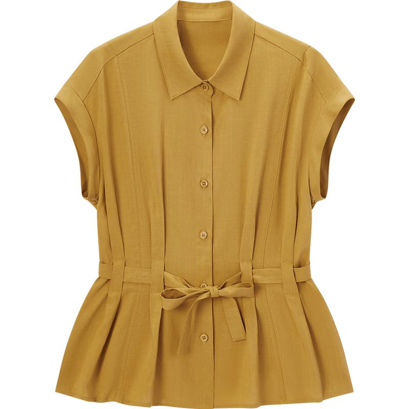 EICHITOO Women s Orange Lapel Short Sleeve Shirt S
