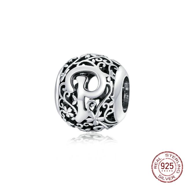 New 925 Sterling Silver Birthstone Heart Pendant Letter Series Bead Fit Original Fashion Charms Bracelet Women Jewelry Diy Gift