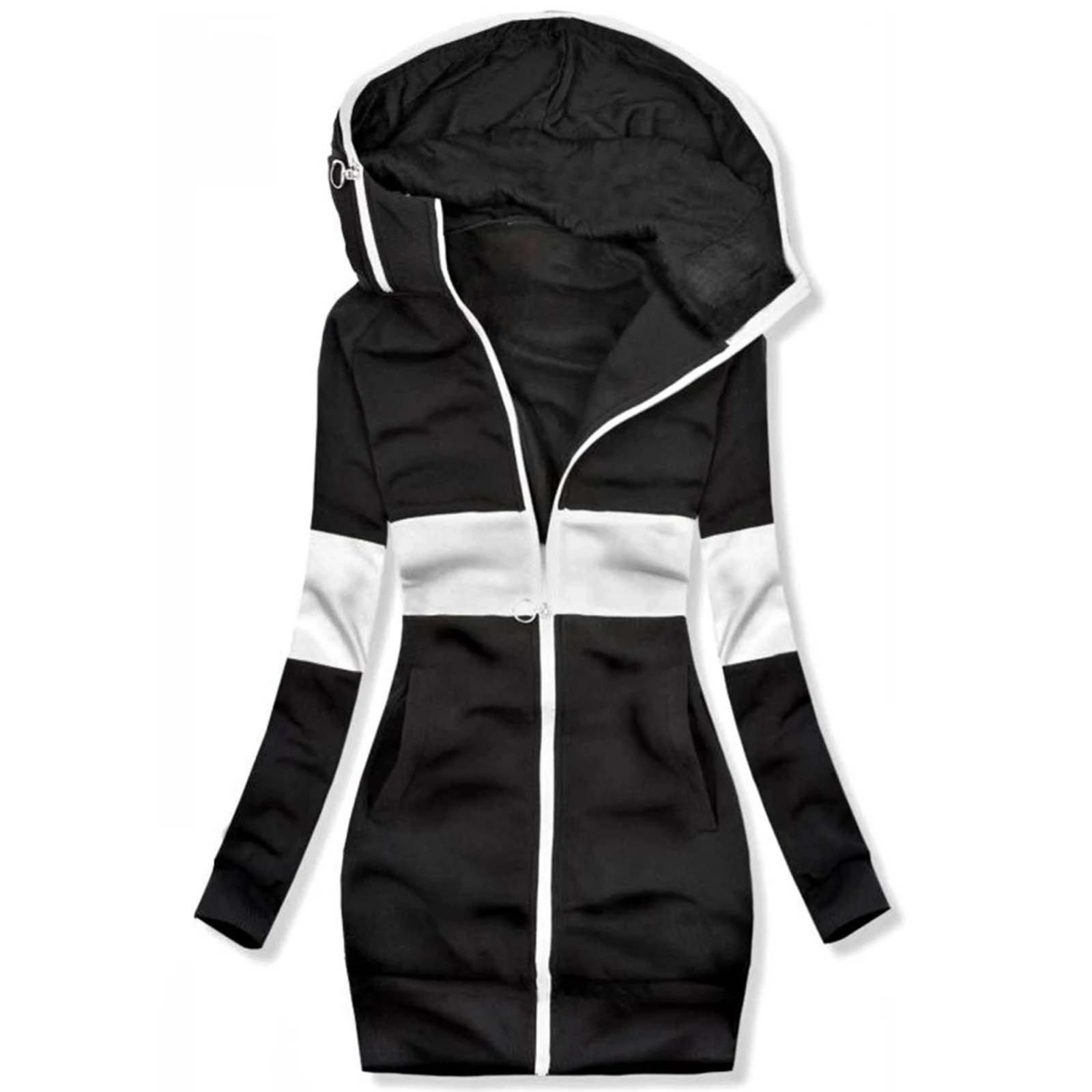 

(SU)Модная женская лоскутная куртка на молнии с карманом толстовка с длинным рукавом пальто