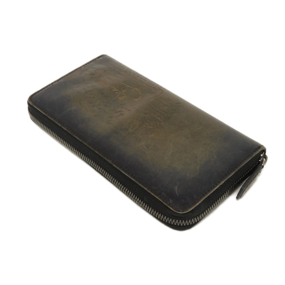 Used 11828 Itauba Scritto Long Zip Wallet 7940 Old Logo Black Zip Around Calligraphy Nero Grigio Men's from Japan