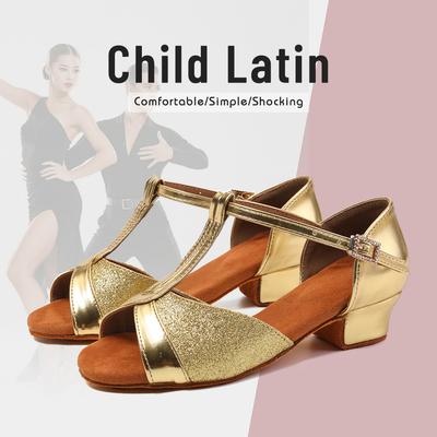Women's Rumba Girls Latin Dance Shoes Low Heeled Ballroom Tango Shoes Soft Bottom Heeled 3.5CM