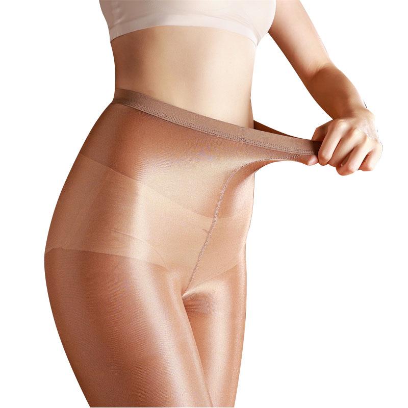 Pelle di Caffè 70D Collant Modellanti da Donna Collant Lucidi Shape Sexy Danza Cantante Riflettenti Fitness Calze a Compressione