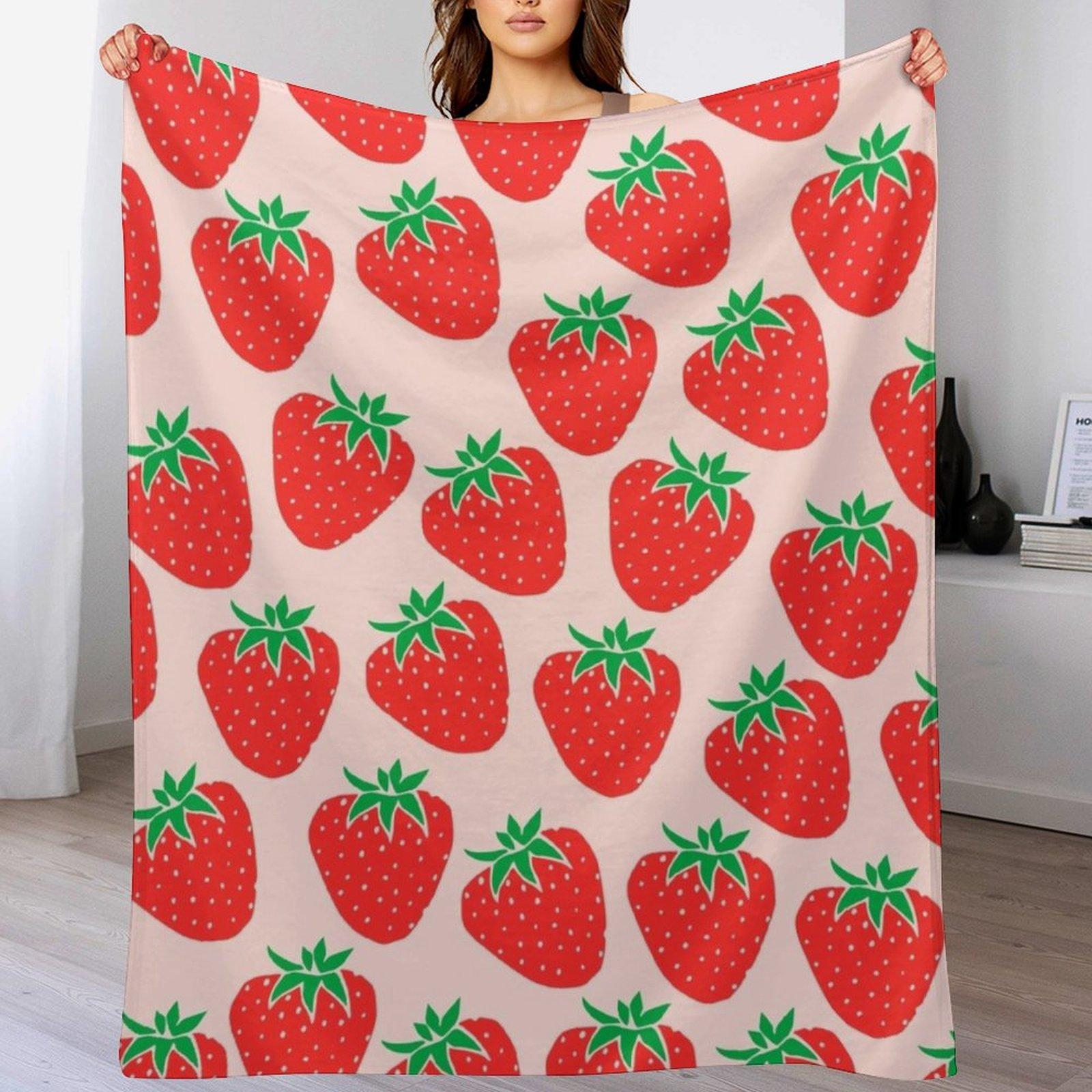 

Cute Strawberry Throw Blanket Breathable Lightweight Blanket for Adults Kids 102x76cm(40x30in)