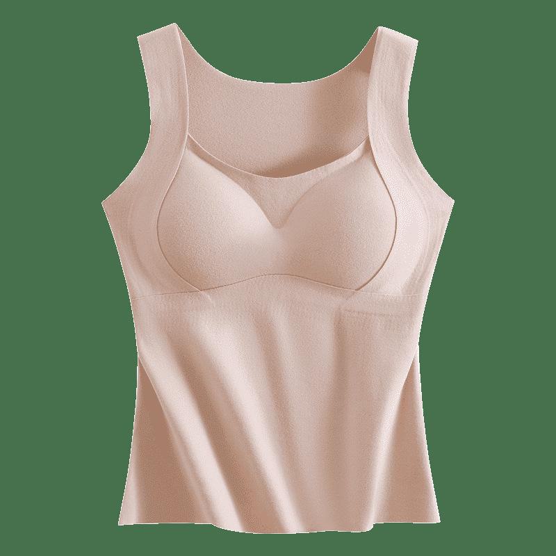 Dámská bezešvá sametová teplá vesta s hrudními vycpávkami na podzim/zimu - bez podprsenky, integrovaný spodní díl