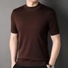 Worsted Mercerized Men Summer Short Sleeves T-shirt Versatile Fashion Male Clothing Half Turtleneck Casual Basic Knitted Tops
