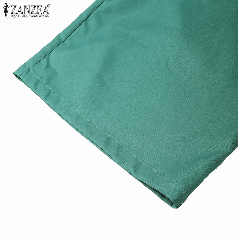 ZANZEA Women Casual Back Elastic Waist Loose Wide Leg Pants