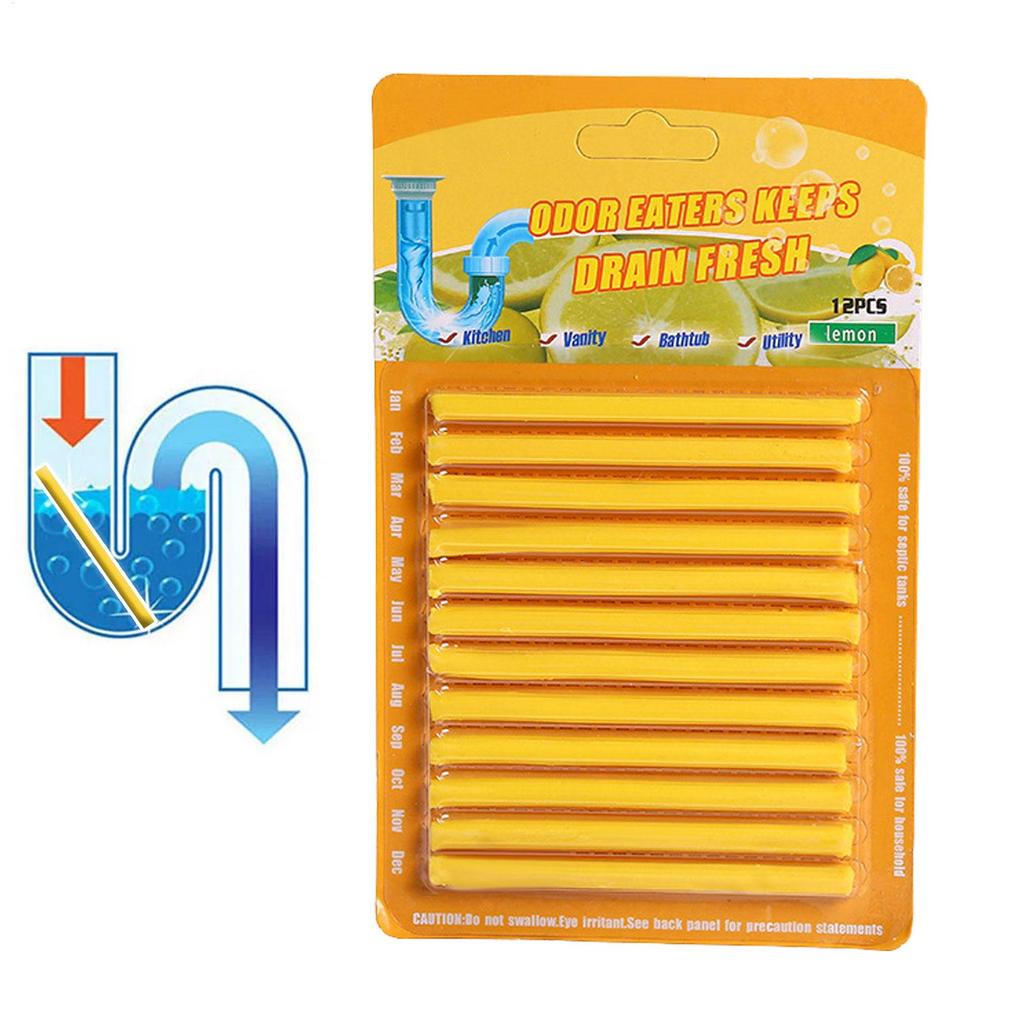 12Pcs Drain Cleaner Sticks Pipe Drain Sticks Sink Cleaner Enzyme Opener Unclogger Tool Deodorizer For Pipe Sinks Shower