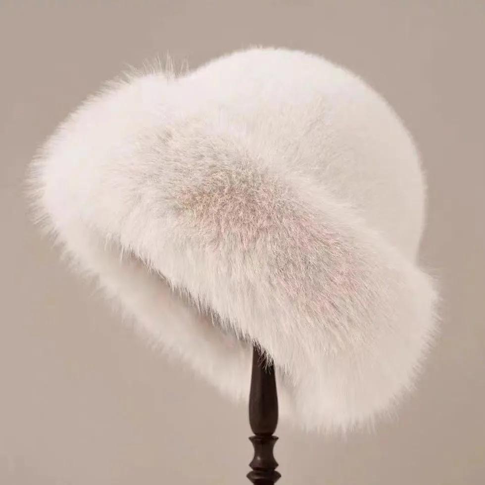

WTEMPO Однотонные большие пушистые шапки для женщин, роскошные плюшевые шапки, теплые зимние, утепленные, морозостойкие, ветрозащитные, снежные шапки для дня 1pc бежевый