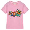 Three Super Hero Cartoon Cats Print Kids Short Sleeve T Shirt Soft Polyester Crew Neck Boys Girls Summer Casual Daily Wear Tee Top