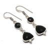 Natural Black Spinel Gemstone Handmade 925 Sterling Silver Earring 1.77" AE-11712