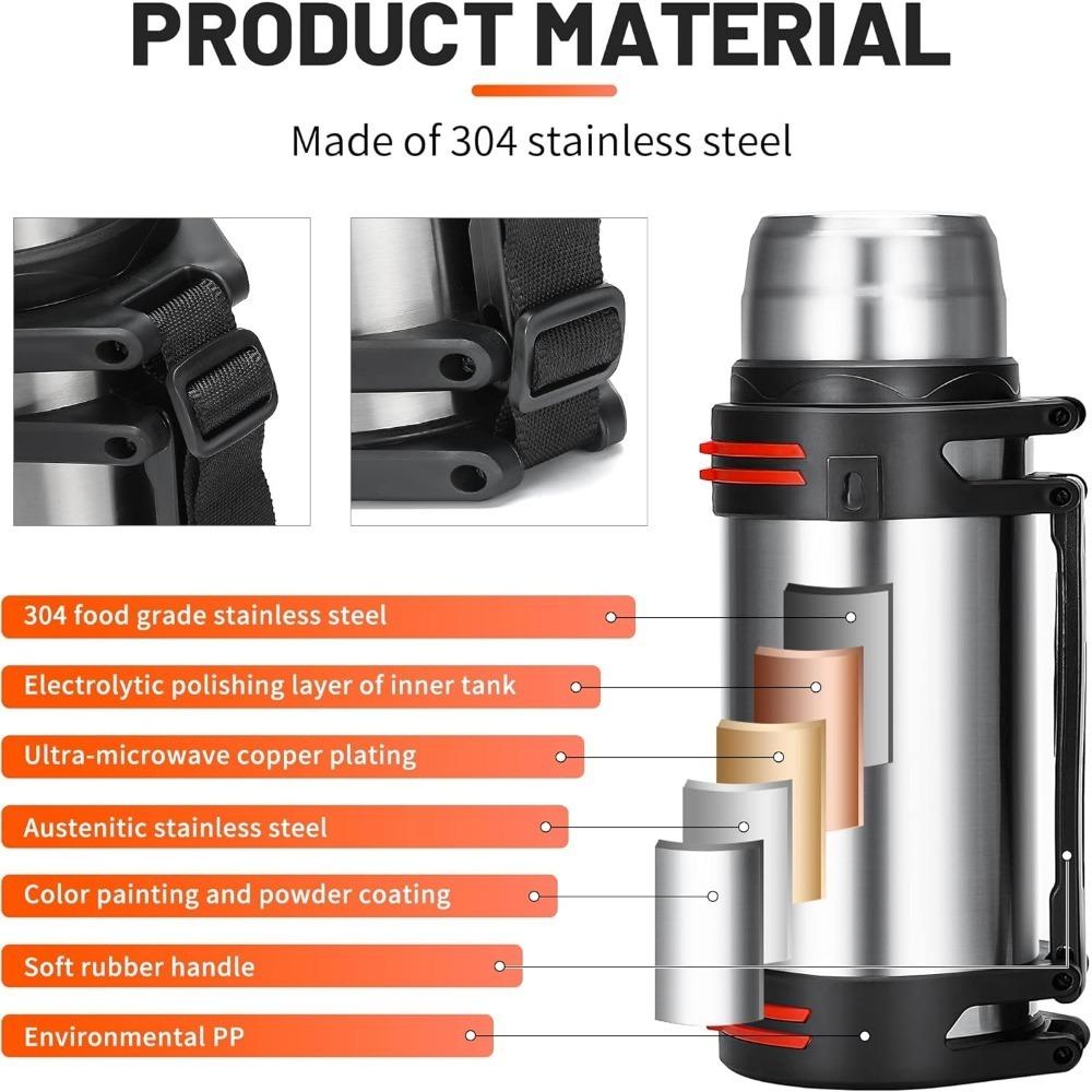 Stainless Steel Vacuum Insulated Thermos Bottle Portable OutdoorWater FlaskCup Heat Retention Design for Daily Warm Drinking Use