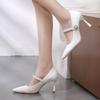 Spring and Summer Women's Casual High-heeled Shoes Leather Shoes Temperament Comfortable Wear-resistant High Heels