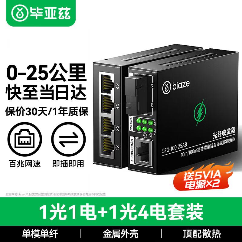 

BIAZE 100M Single-Fiber SC Fiber Optic Transceiver Pair
