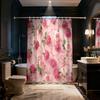 1pc Pink Rose Printed Waterproof Shower Curtain Partition Privacy Hanging Curtain with 12 Hooks Available in Multiple Sizes