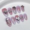 Handmade Press-On Nails With Irregular Gradient Sparkle Design Sweet Style Medium Length Almond Shape
