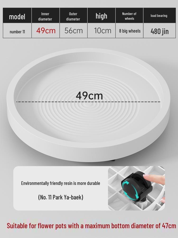 Mobile Flower Pot Tray with Universal Wheels – Green Plastic Plant Base