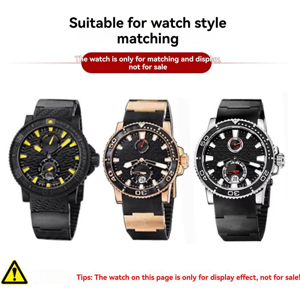 22mm Gebogen Einde Siliconen Rubberen Band Voor Ulysse Nardin 1505 1502 1505 263 DIVER Waterdichte Horlogeband accessoires Met metaal