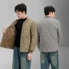 Men's 2026 Korean Style Diamond Pattern Stand Collar Loose Warm Cotton Jacket with Full Fleece Lining