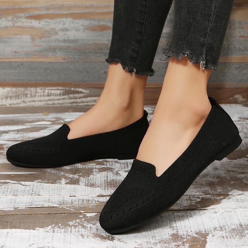 New Oversized Single Shoe with Fly Woven Mesh Surface, Shallow Mouth, One Foot Kick, Lazy Flat Bottom Casual Women's Shoes