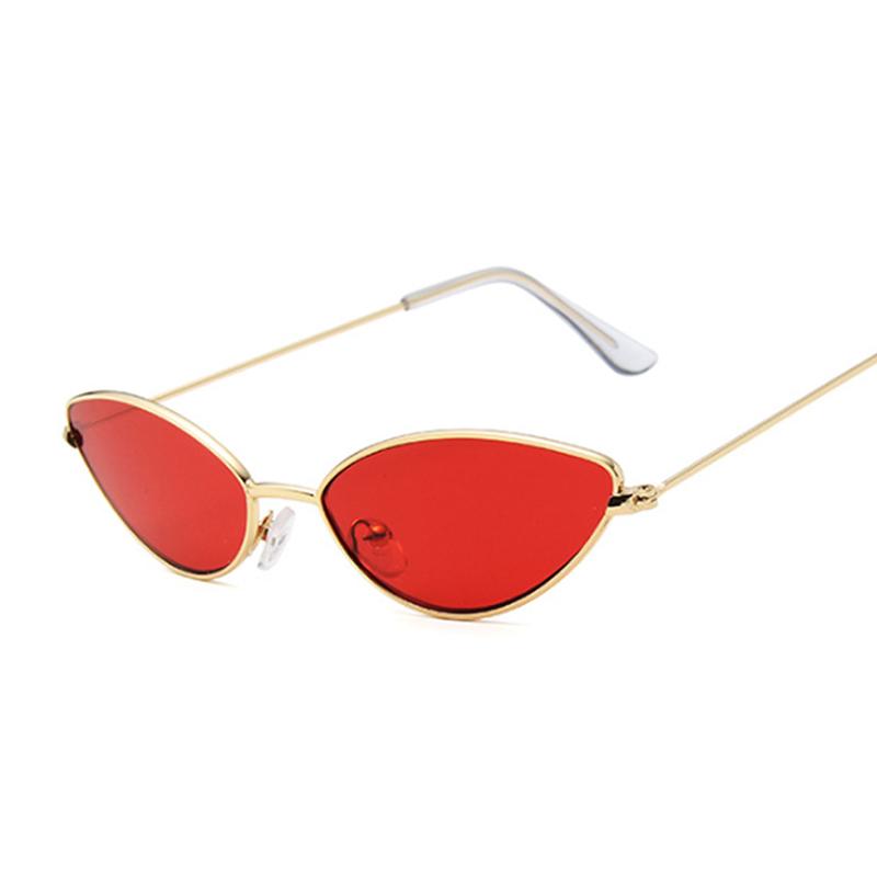 New Brand Designer Small Red Cat Eye Style Sunglasses Woman Vintage Metal Glasses For Female Ocean Mirror Sol