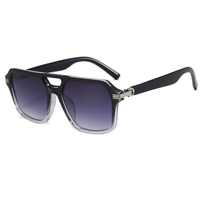 Trendy Retro Double Beam Glasses Square Sunglasses Unisex Personality Casual Sunshade Outdoor Sunglasses