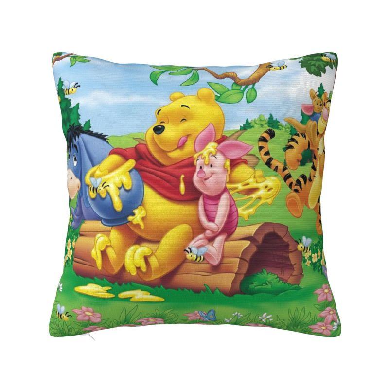 

Custom Disney Winnie The Pooh Anime Cushion Covers Eeyore Tigge Cartoon Kawaii Velvet Cute Pillow Case Home Decor 18x18Inch