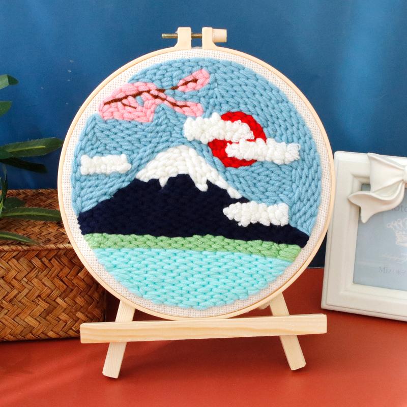 GATYZTORY DIY Punch Needle Kits for Beginners Cartoon with Hoop Punch Needle Embroidery Set Craft Yarn Painting Arts
