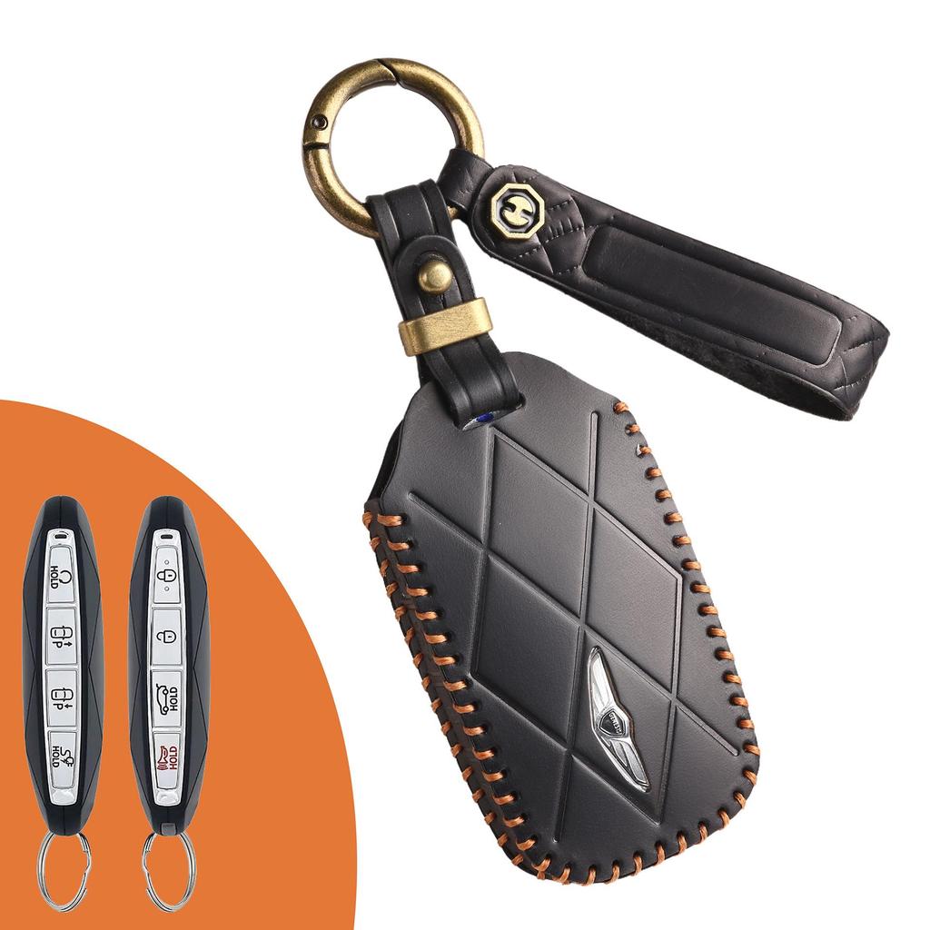 Retro Genuine Leather Key Cover for Genesis GV60/GV90