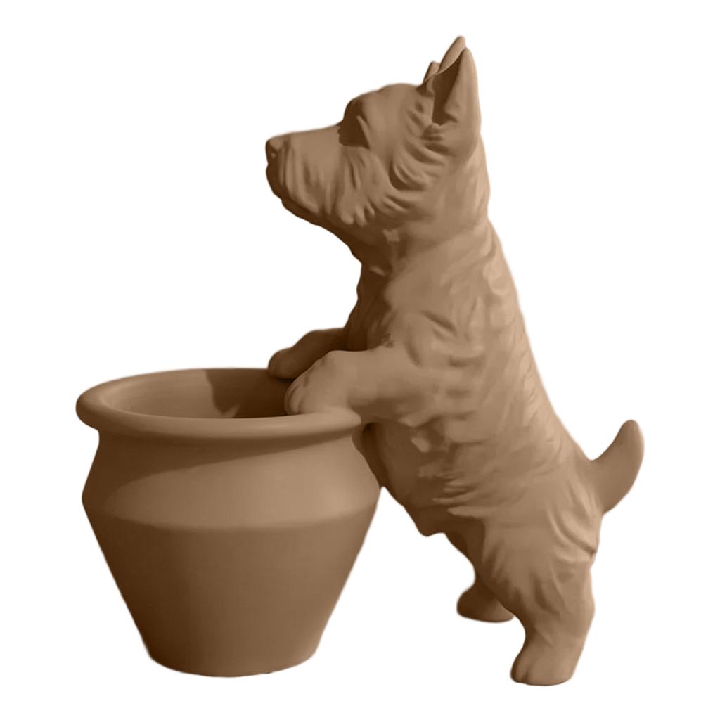 18CM West Highland Terrier Dog Planter Decorative Resin Flower Pot Holder Indoor Outdoor Garden Accent with Detailed Figurine Design