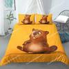Copripiumino Castoro Cartone Animato King Queen Divertente Adorabile Set Biancheria da Letto Animale Bambini Ragazze Fauna Selvatica Poliestere Copripiumino Federa