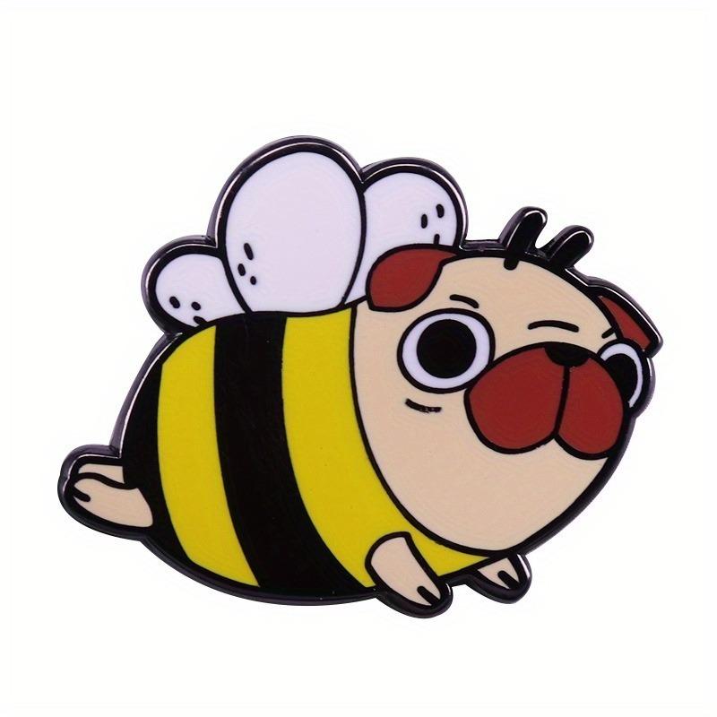 1pcs Cute Pug Bee Mashup Badge Fun Flying Adventure Backpack Decoration Brooch Pins