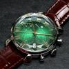 Salvatore Mara Watch Faceted Glass Chronograph Business Formal Men's Green Brown SM19104-SSGRGDBR