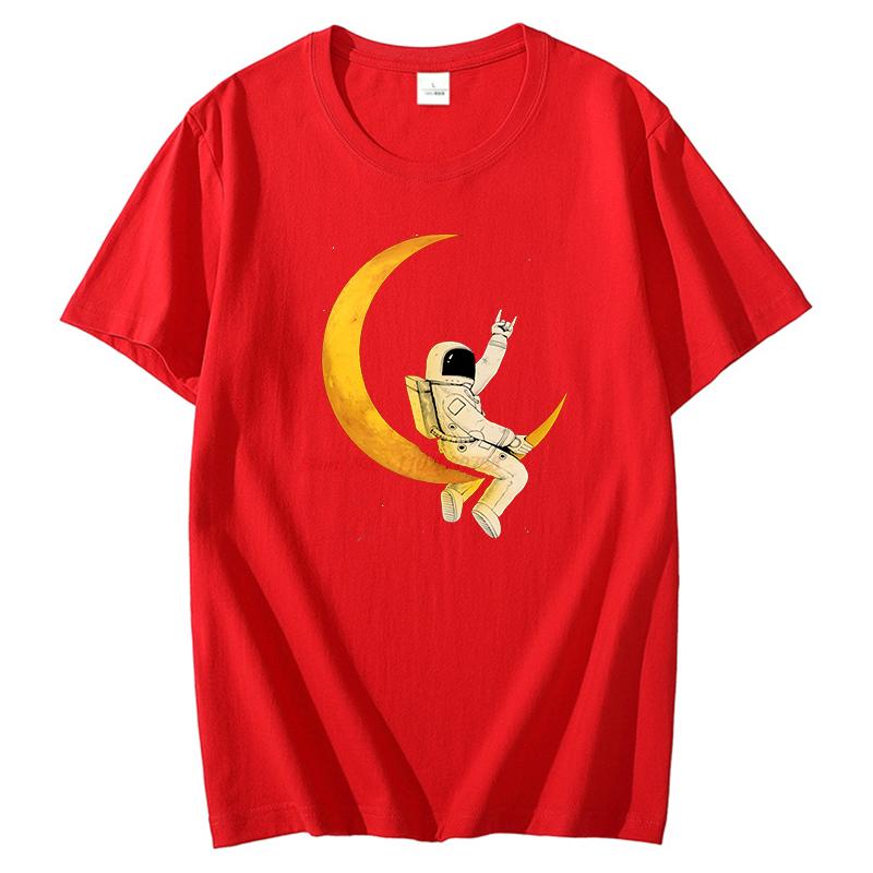 Spaceunisex Unisex On The Moon Funny Graphic T Shirts Summer Cotton Short Sleeve Tshirts Unisex Streetwear Round Neck Tshirt